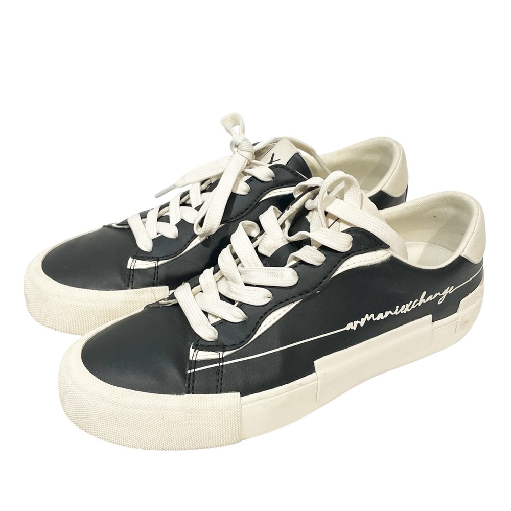 Armani Exchange Women’s Size‎ 7 Black Leather Lace-Up Platform Sneakers